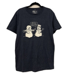 Crazy‎ Dog Graphic T-Shirt Men's Large Black Funny Casual Tee Snowman Workout